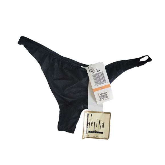 NWT Y2k Felina Black Sexy Thong mid rise Small Seamless - Picture 2 of 5